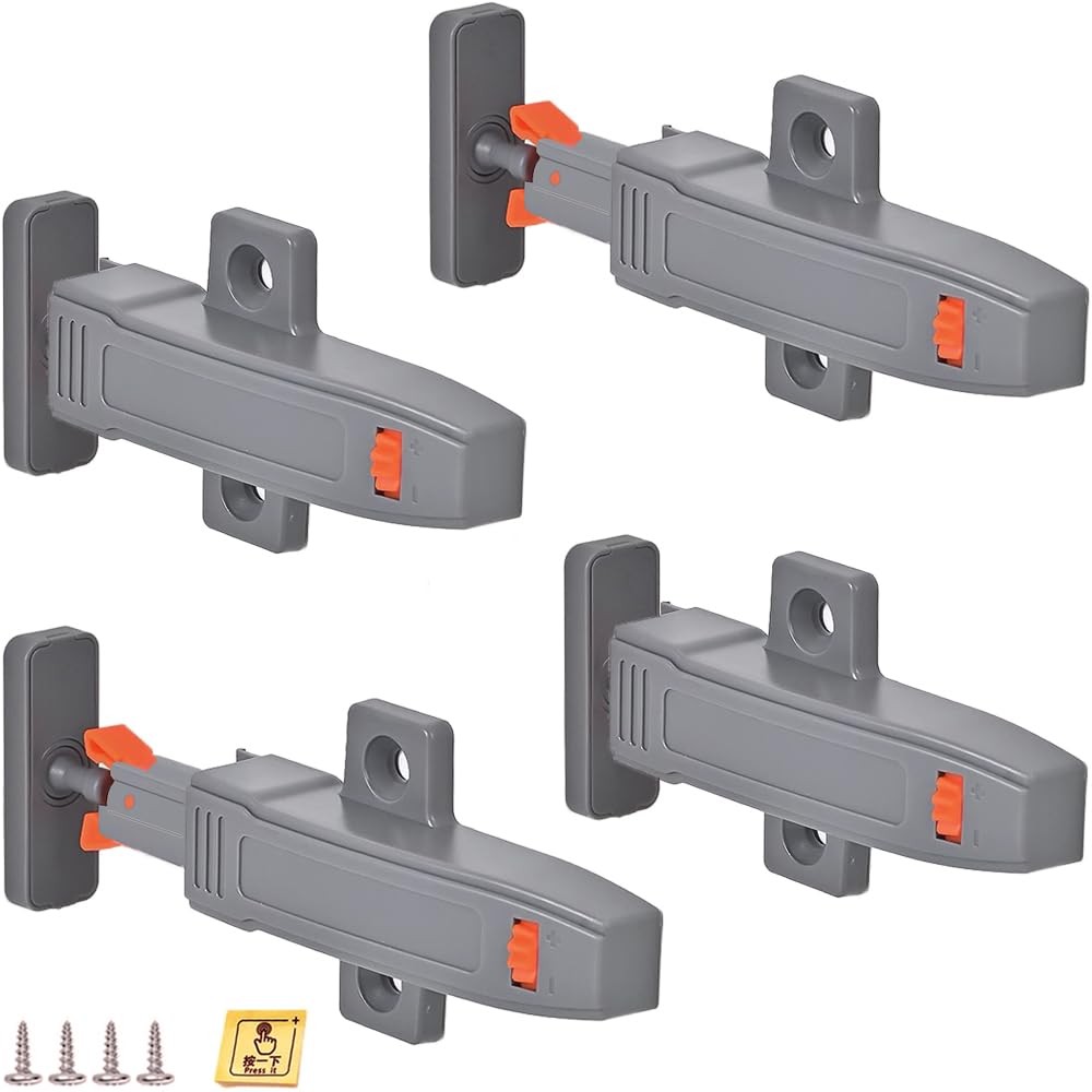 Self-Closing Push to Open Cabinet Hardware CBRIVE 4 Pack 4 Pack, Gray