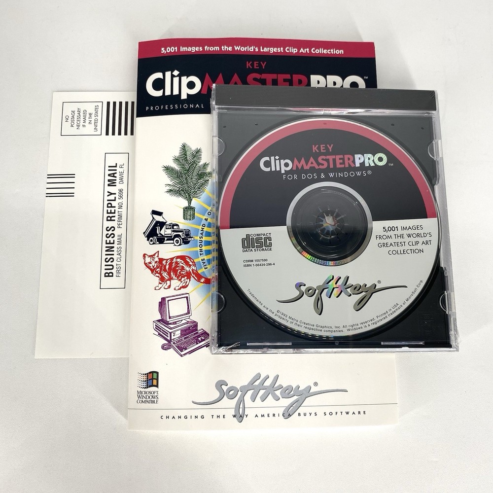 Clip Master Pro CD-Rom Image Library Vintage Graphics 1999 Clipart Software