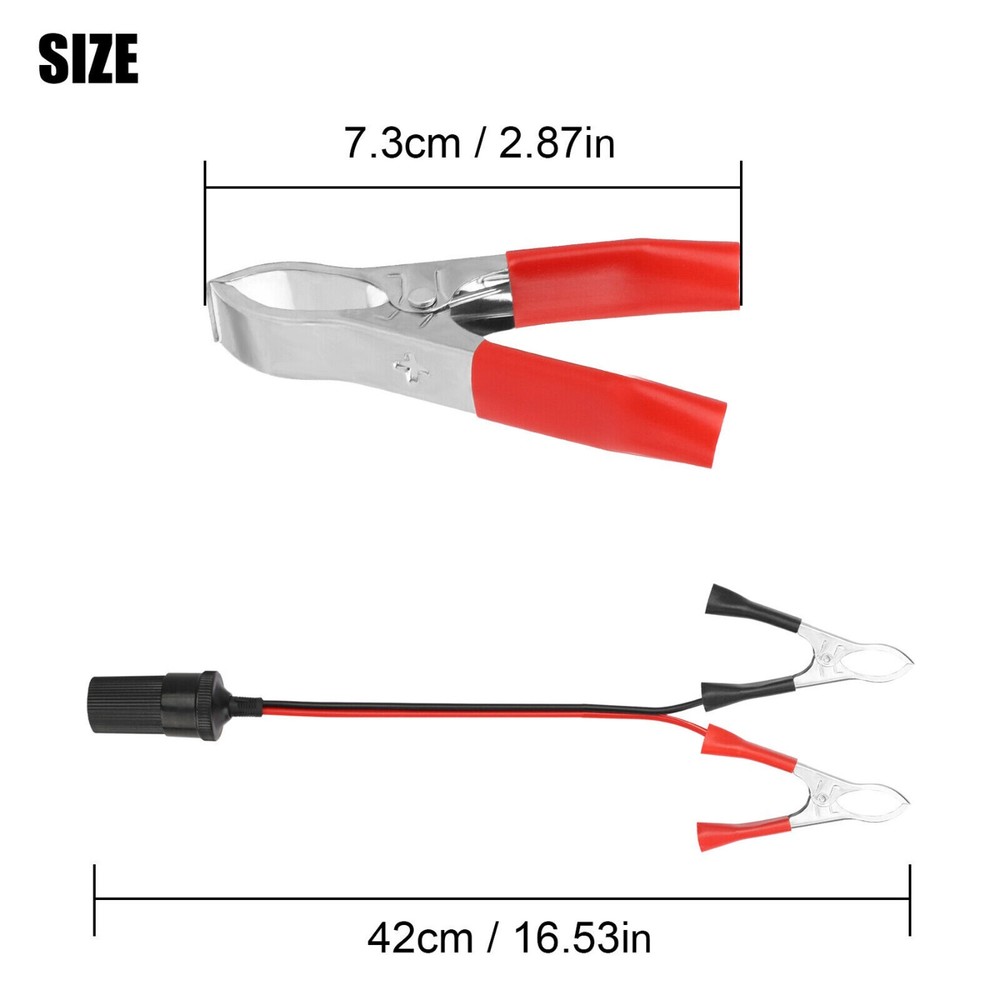 2PCS Car Battery Alligator Clamp Clip Cigarette Lighter Power Adapter Socket 12V