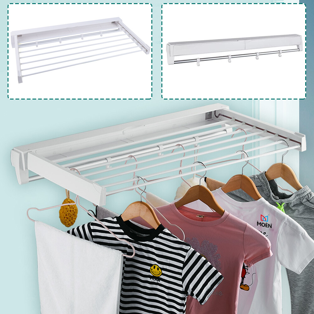 Wall Mounted Collapsible Clothes Drying Rack For Laundry Room Bathrooms