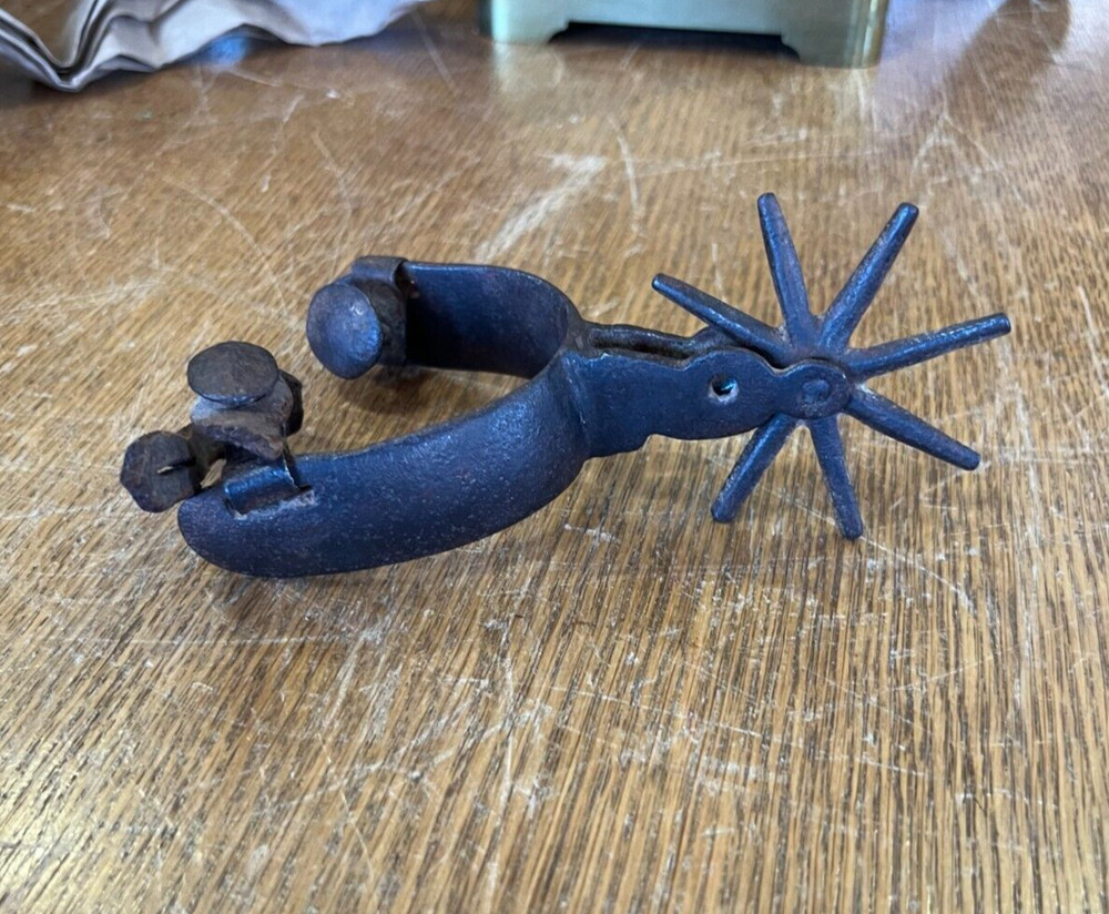 Antique Unmarked Cowboy Spur with Leather Strap