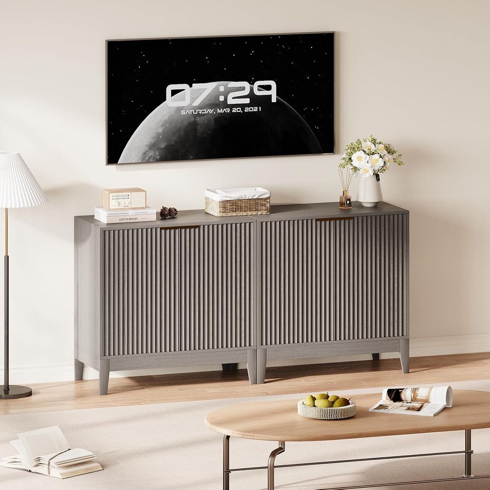 Modern 32" Fluted Sideboard Cabinet with Storage for Kitchen & Dining Room