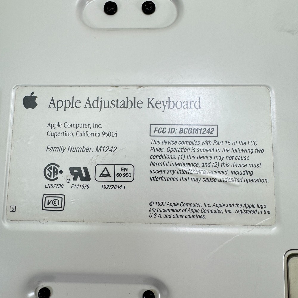 Vintage Apple Mac Adjustable Keyboard M1242 + Numeric Keypad & Disk Ergonomic