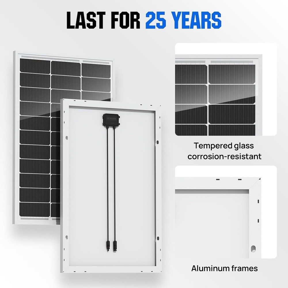 ECO-WORTHY 100 Watt Solar Panel 12 Volt Monocrystalline Solar Panel waterproof