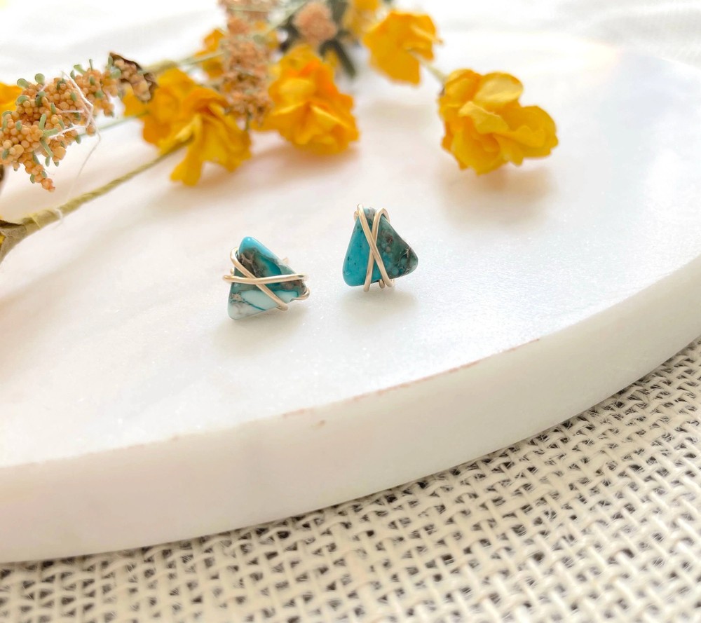 The Cleo Stud - Wire Wrapped Turquoise Jasper Gemstone Stud