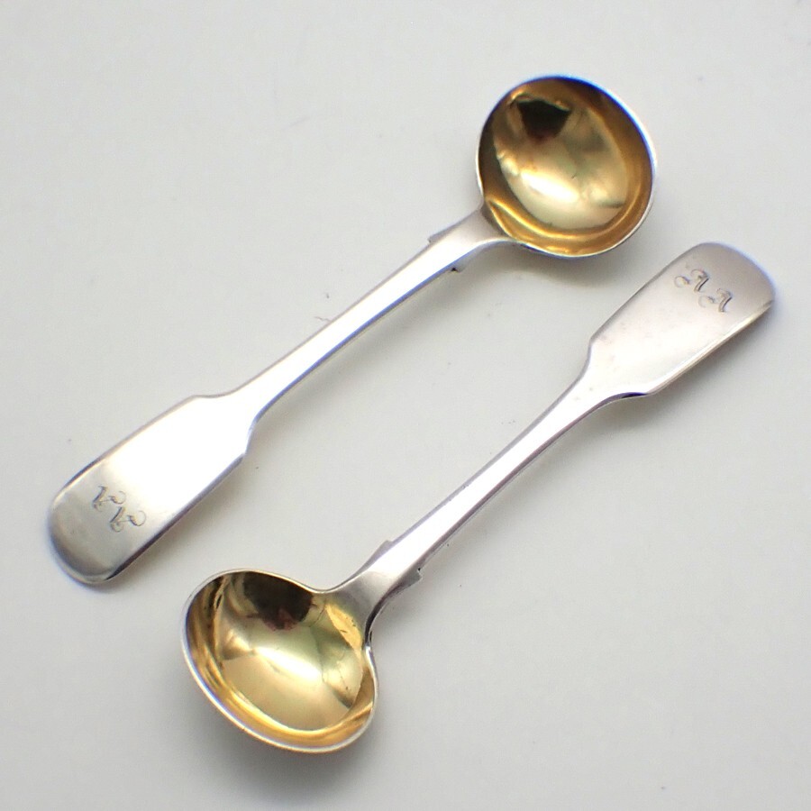 Salt Spoons Pair Sterling Silver Exeter 1833 Mono AA