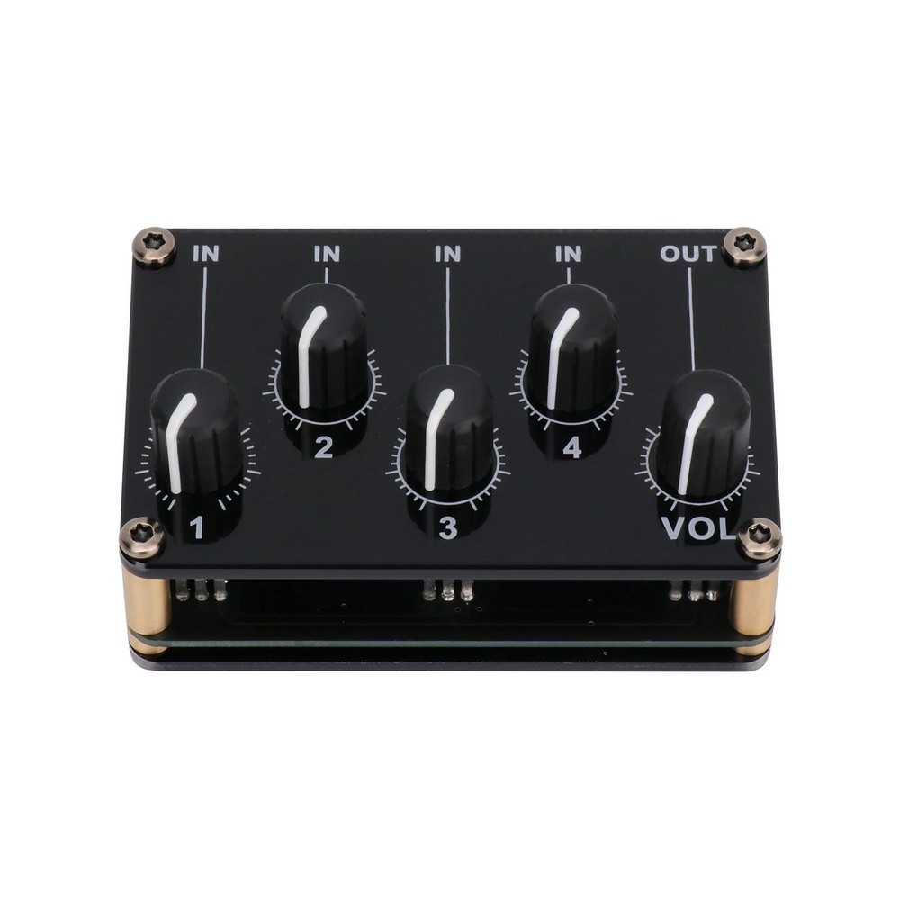 Stereo Audio Mixer With 4x 3.5mm input interfaces and 1x 3.5mm output interface