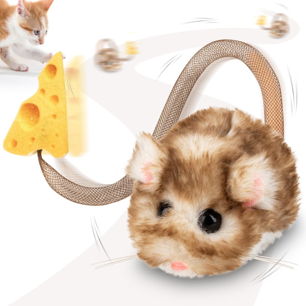 Interactive MigiMouse Cat Toy 360° Rolling & Spin with Mesh Plastic Tail for ...