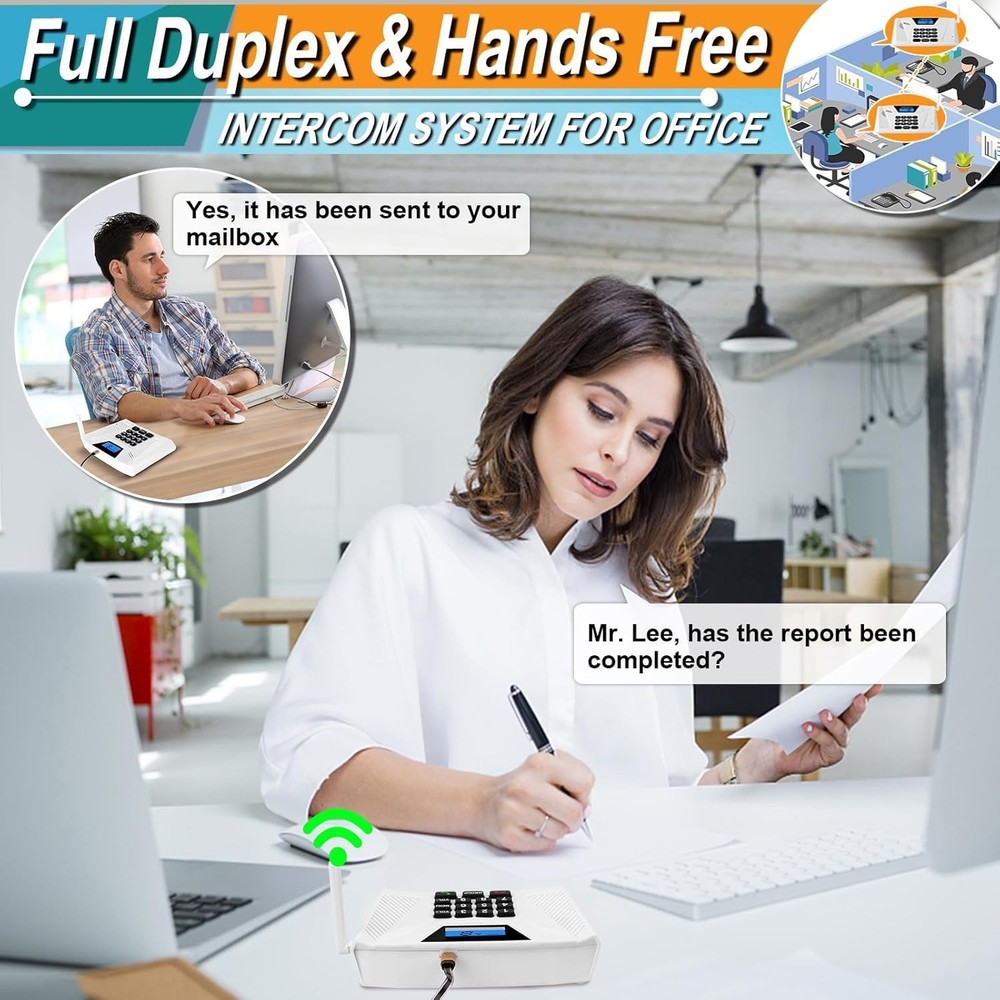 Wireless Intercoms for Home Hand Free 5300 Feet Range Two Way Intercoms (4 Pack)