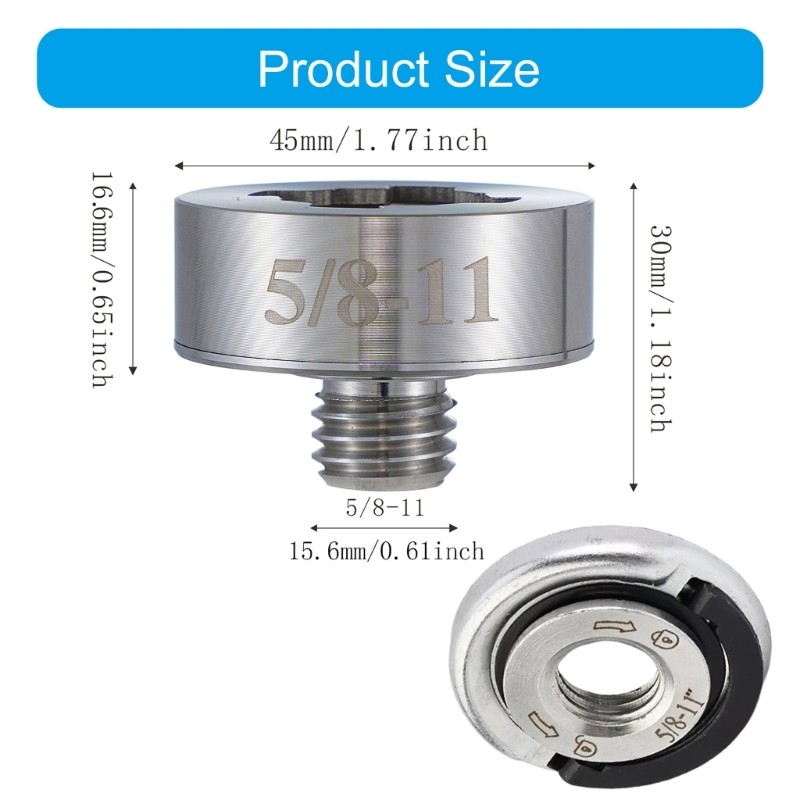 Multipurpose Grinder Adapter Set 5/8"-11 Thread for X Lock Locking Nut Adapter
