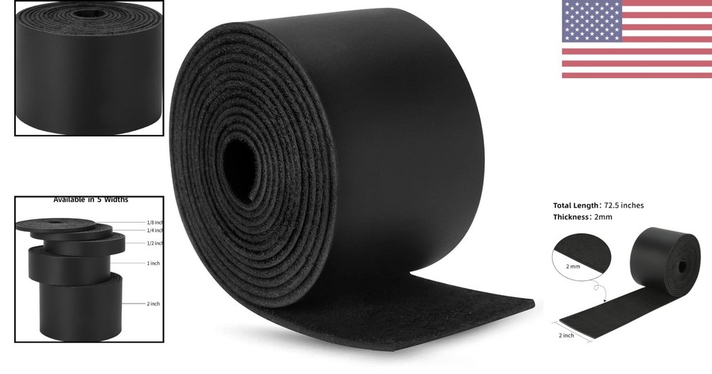 Soft, Waterproof 2 Inch Black Leather Strips - Versatile Crafting Material