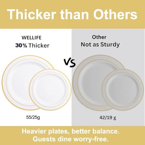 210 Piece Plastic Dinnerware Set, Include: 30 Dinner Gold 210PCS（30 Guests）