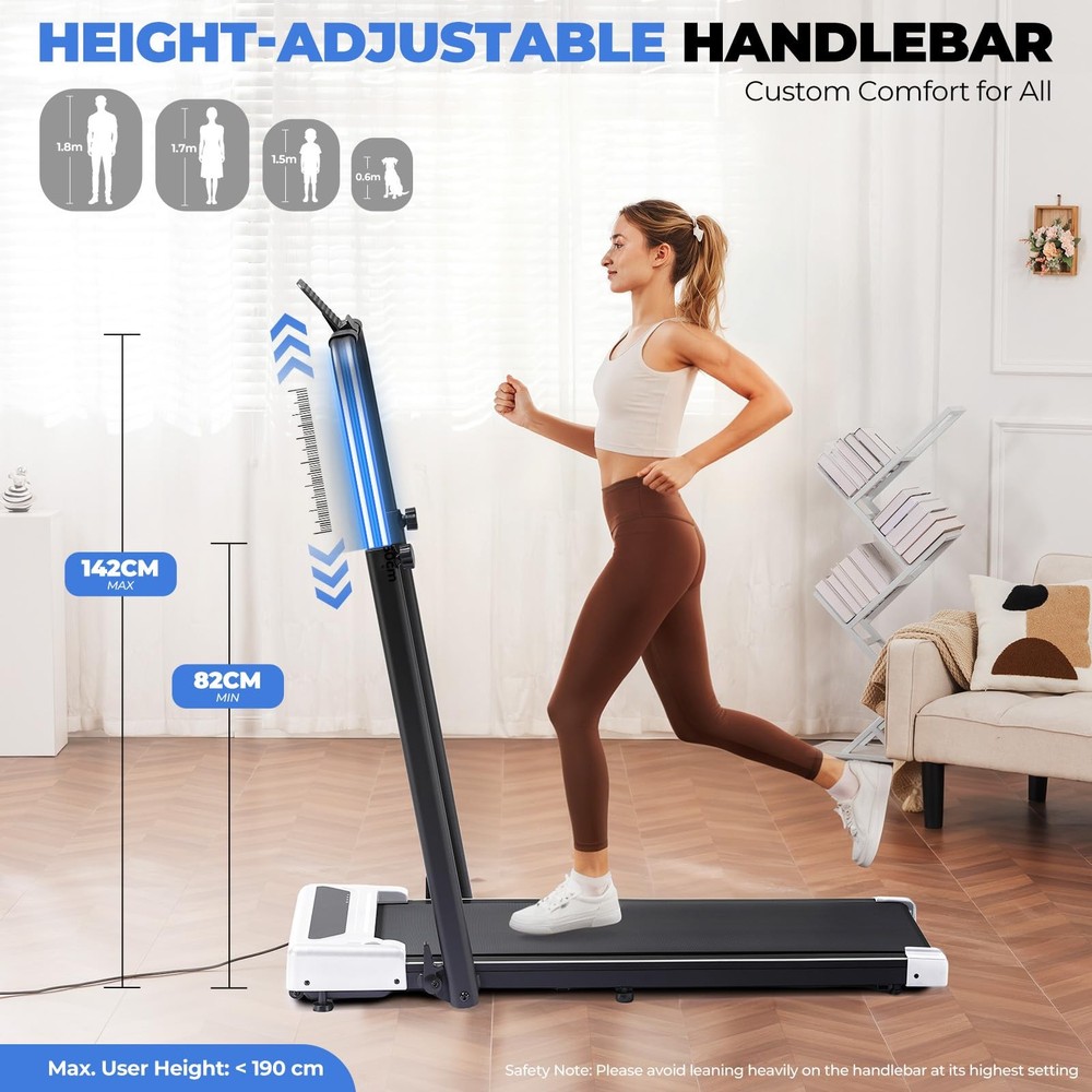 Walking Pad Treadmill with Adjustable Height Handle Bar, 3HP Quiet Foldable U...