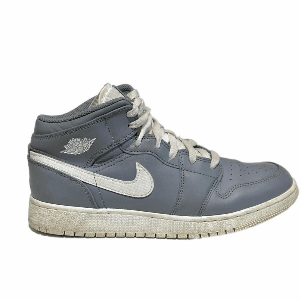 Nike Air Jordan 1 Mid Grey White Size 7Y
