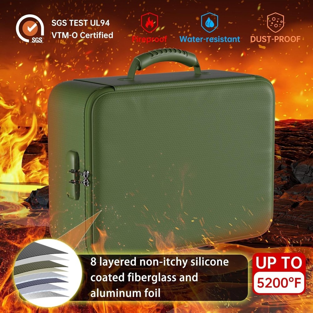 Portable 8-Layer Fireproof & Waterproof Document Organizer - Maximum Protection