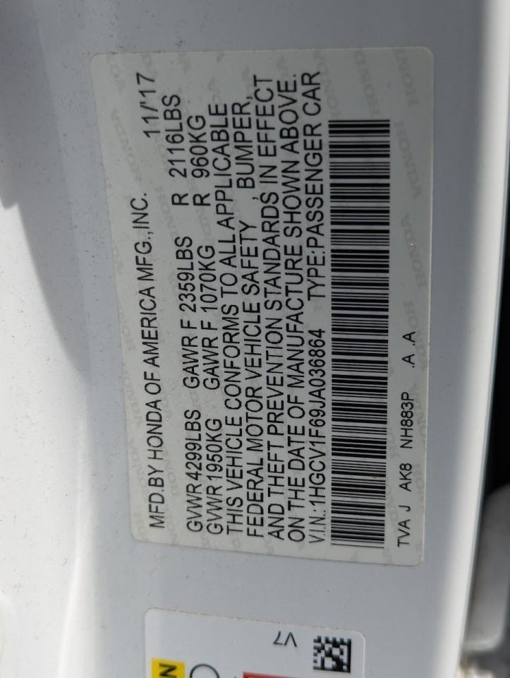 ACCORD 2018 Air Shutter 809588