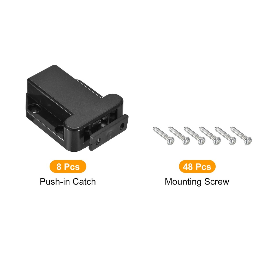 8 Set ABS Automatic Spring Loaded Push to Open Door Catch Touch Lock Black