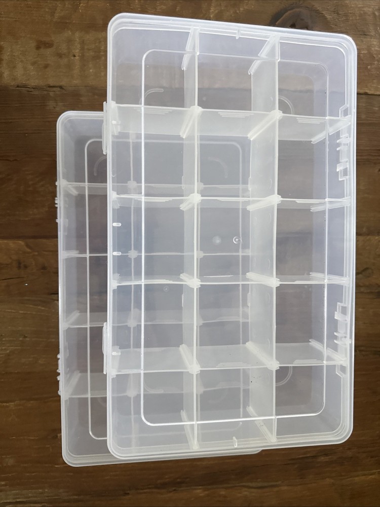 2 Plastic Box 30 Compartment Organizer Storage Container- Beads, Bento, Lures