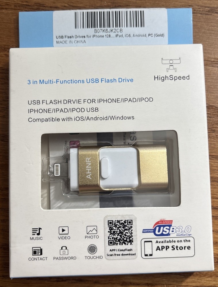 Easyflash 3 in 1 Multi-Function 128GB USB Flashdrive for iPhone/iPad/Android