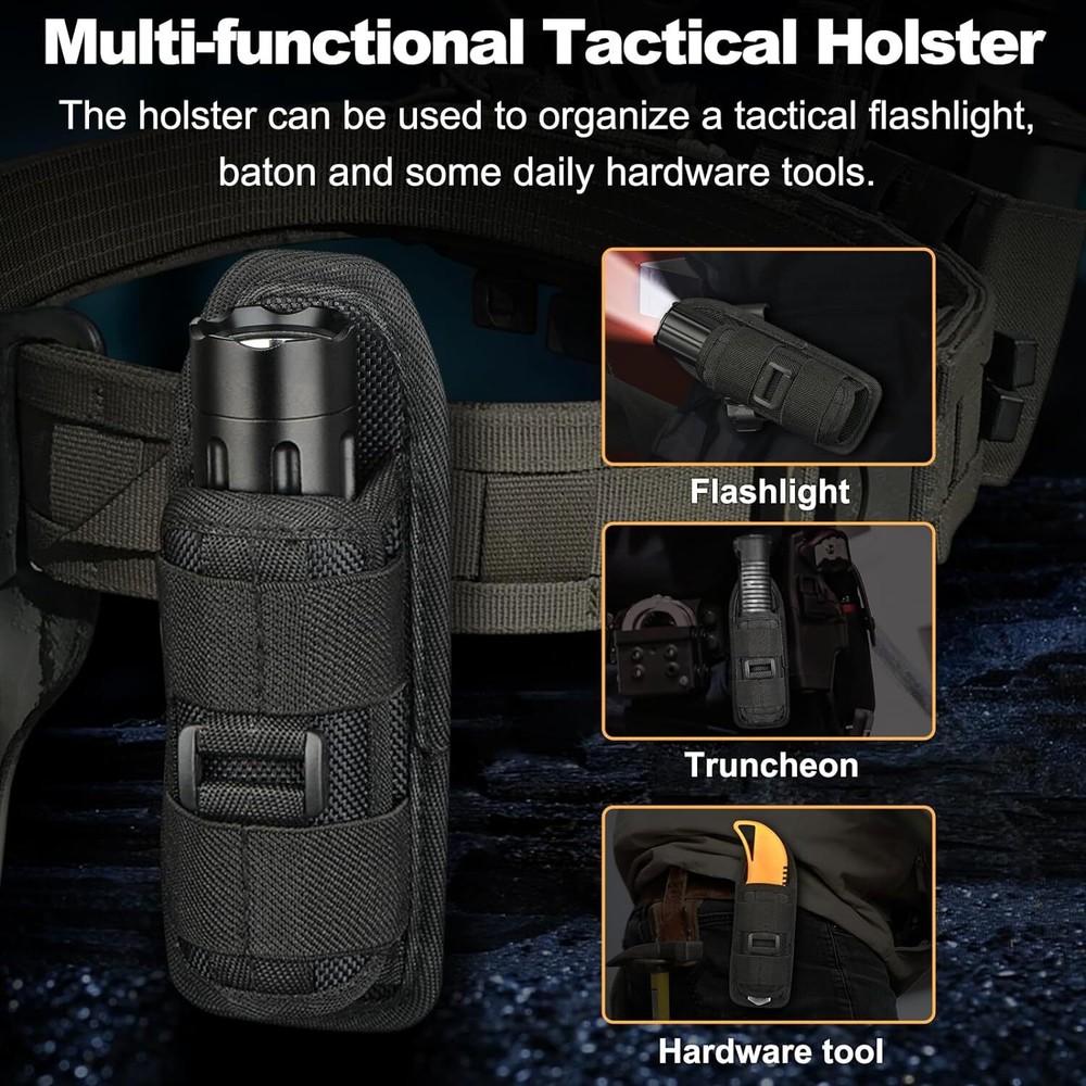 Tactical Flash Light Nylon Pouch Belt Adjustable Heavy Duty Flashlight Holder