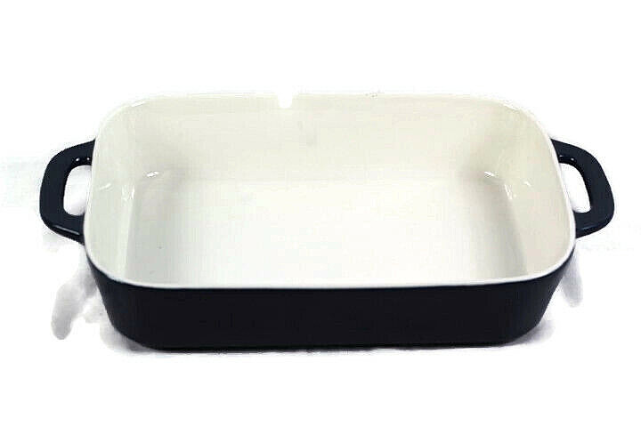 SWEEJAR Blue Rectangular Ceramic Glazed Baking Dish Hollow Handles 13"
