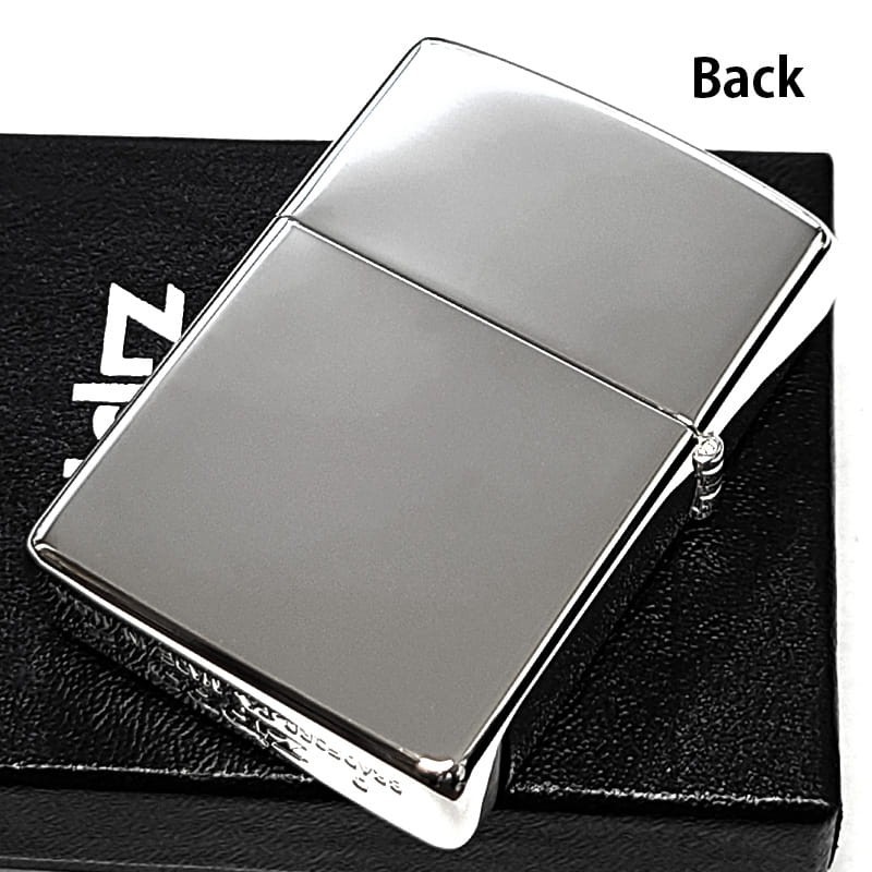 Zippo Logo Mirror Silver Etching One Sided Processing Lighter Regular Japan