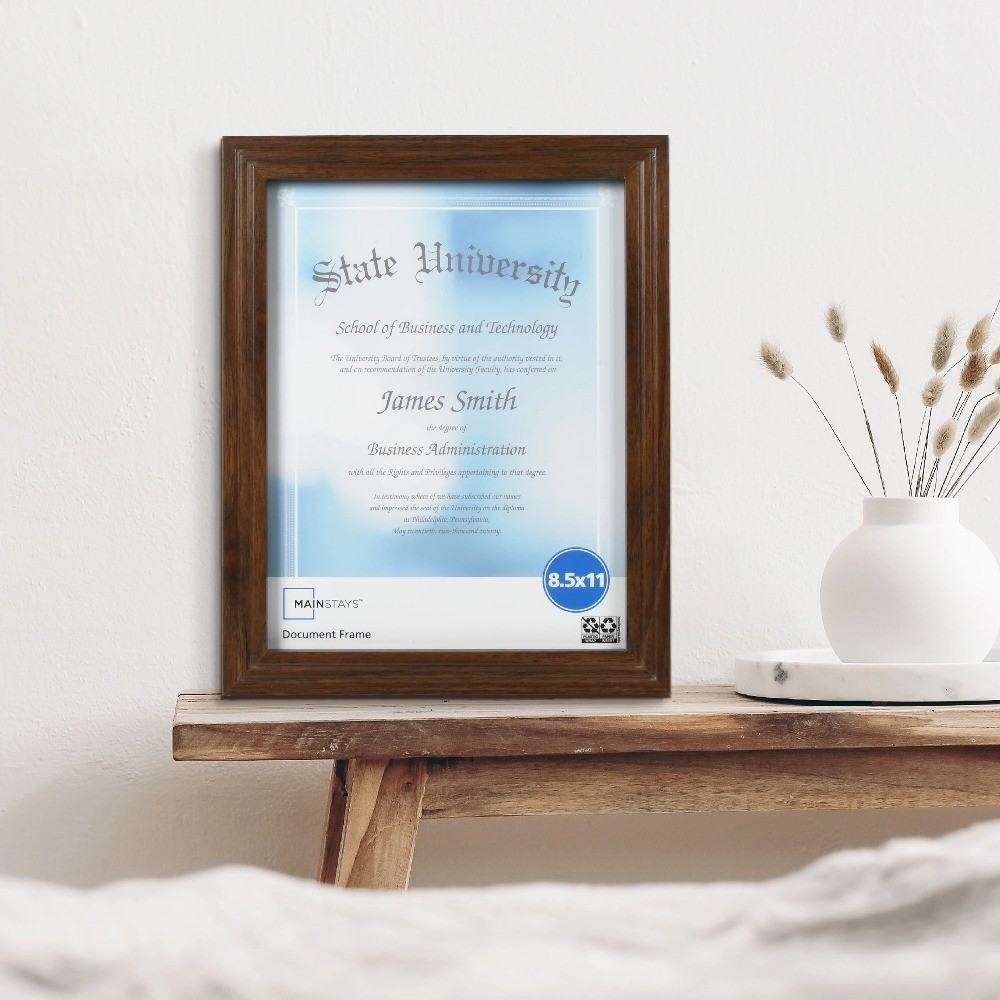 8.5x11 Walnut Picture Frame for Wall or Tabletop Display Document Photo Frame