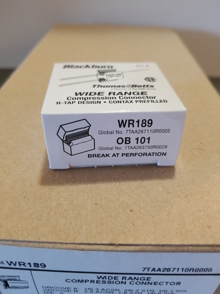 25-PACK THOMAS & BETTS BLACKBURN WR189 WIDE RANGE COMPRESSION CONNECTOR H-TAP