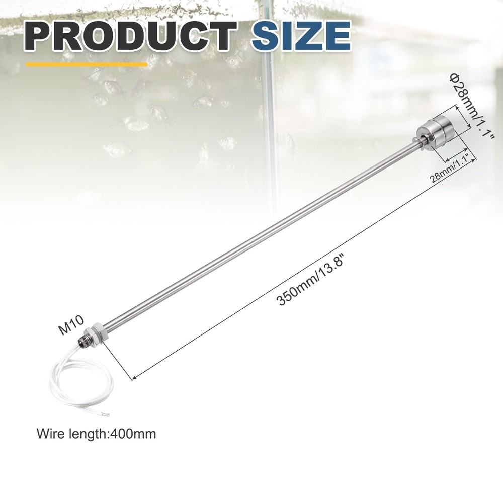 Float Switch 350mm Rod 0.5A Vertical Single Float for Pump/Alarm 1 Pcs