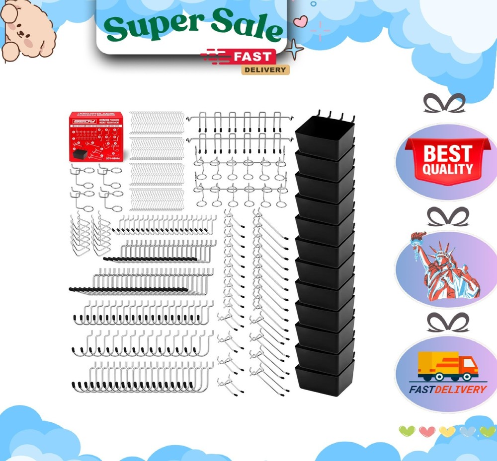 Pegboard Organizer Peg Board Hooks 300-Piece Hooks for Black
