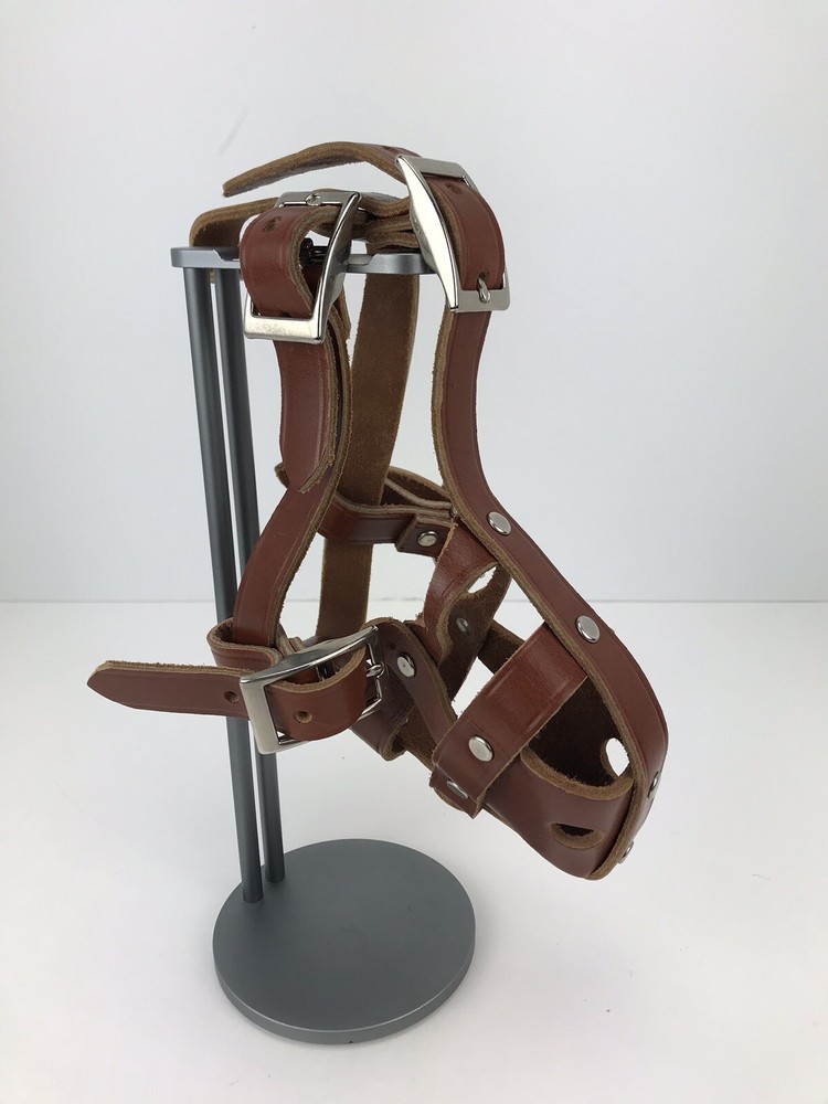 Vintage Leather Muzzle Medium Build Adjustable Made Of Thick Brown Leather