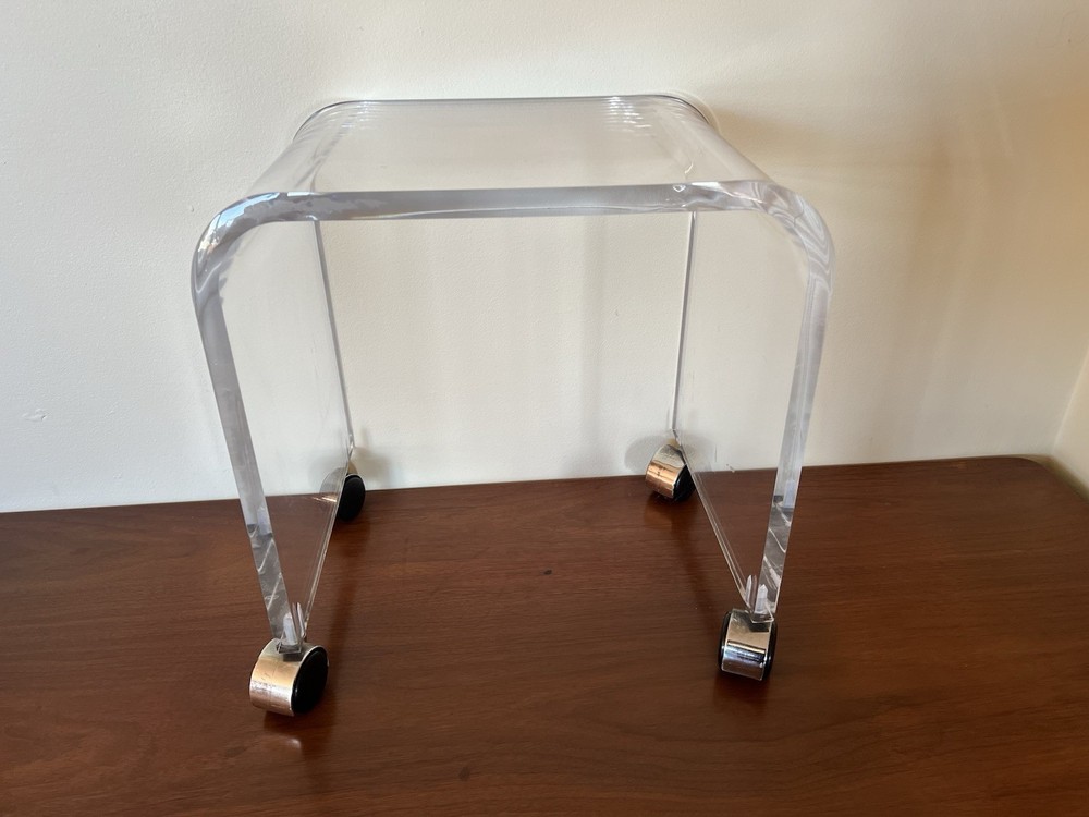 MID CENTURY MODERN WATERFALL LUCITE STOOL BENCH