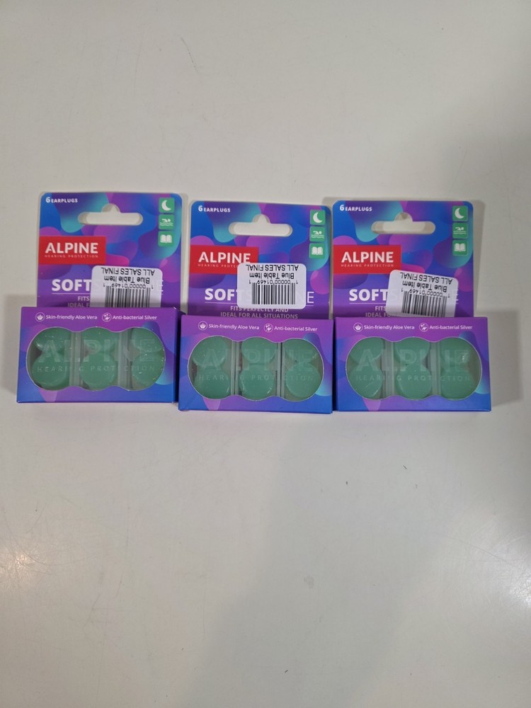 3 Alpine SoftSilicone Moldable Earplugs 6 Per Pack 28db Protection