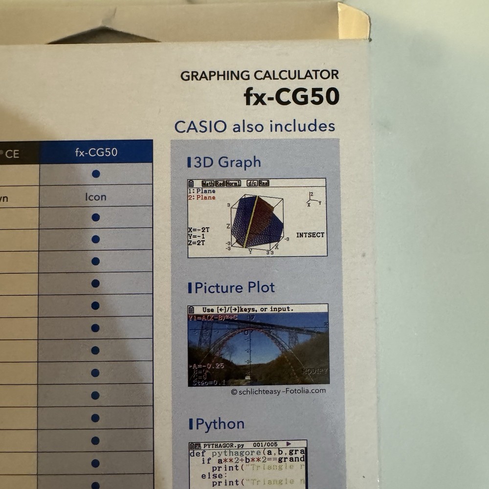 Casio FX-CG50 High-Resolution Python 3D Color Graphing Calculator - Black New