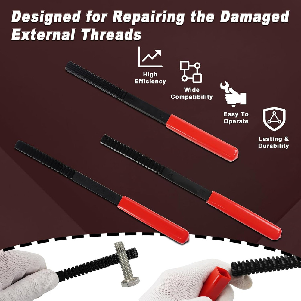 3Pcs Thread File Set, Thread Restorer File Set, Thread Restoring Chaser Files...