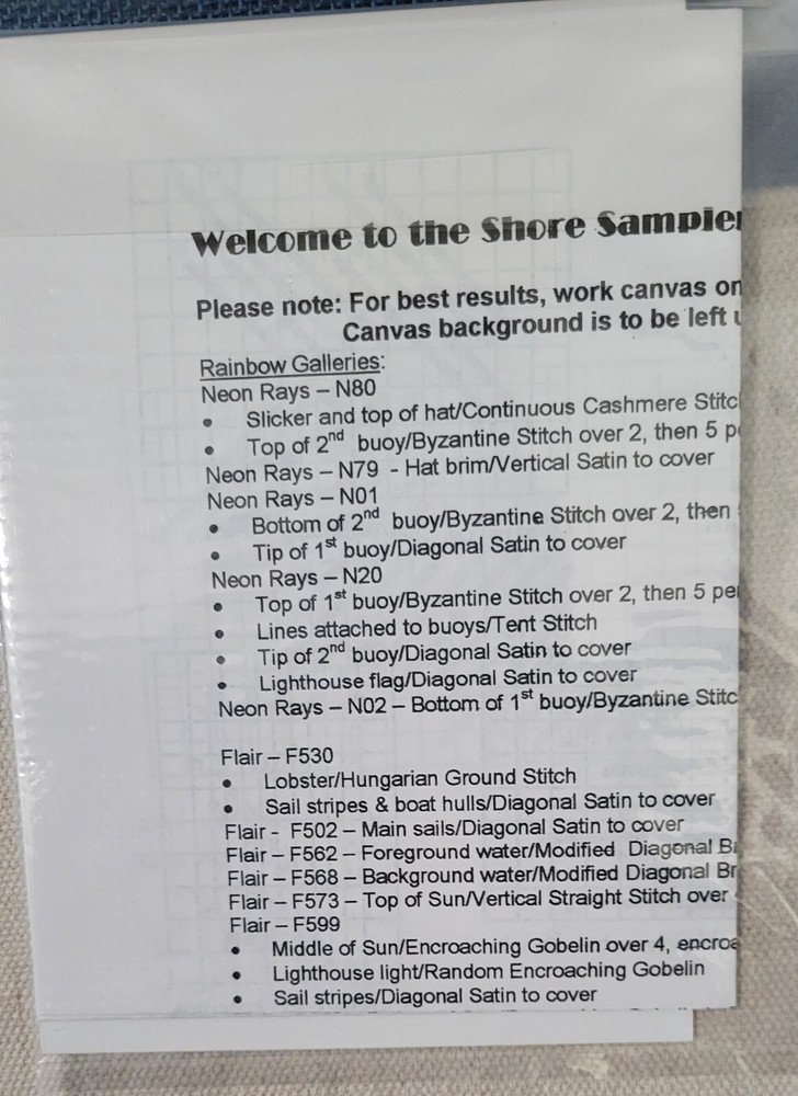 HandPainted Needlepoint Pattern & Instructions Welcome To The Shore, Signed -HTF