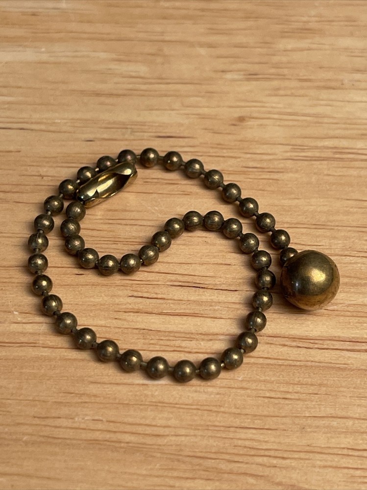 2 PCS Vintage Solid Brass 5/16”Ball with 6" Brass Pull Chain -brass Connector