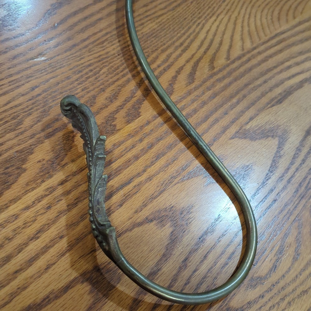 Large Vintage Brass Curtain Pull Back Hook. 16" Elegant Design.