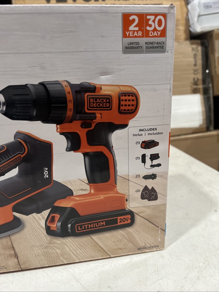 BLACK+DECKER 20v 2-Tool Power Tool Combo Kit, New Drill /driver & Mouse Sander