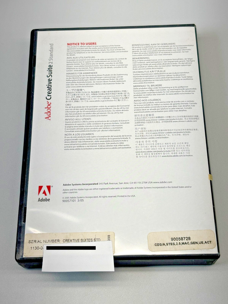 Adobe Creative Suite 2 Standard Vintage Apple Mac Serial +Training - Complete #2