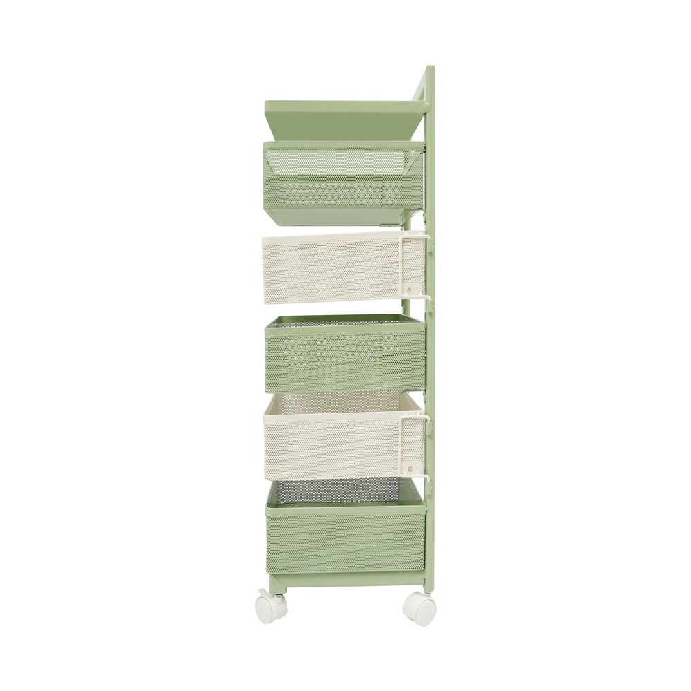 Rotating Storage Rack, Kitchen Organizer With Rotating Basket, Green+White