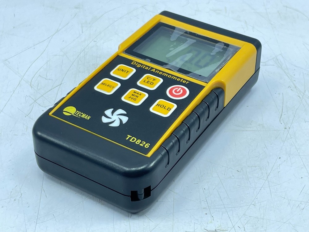 Tecman Model TD826 Digital Anemometer Air Flow LCD Wind Speed Meter Thermometer
