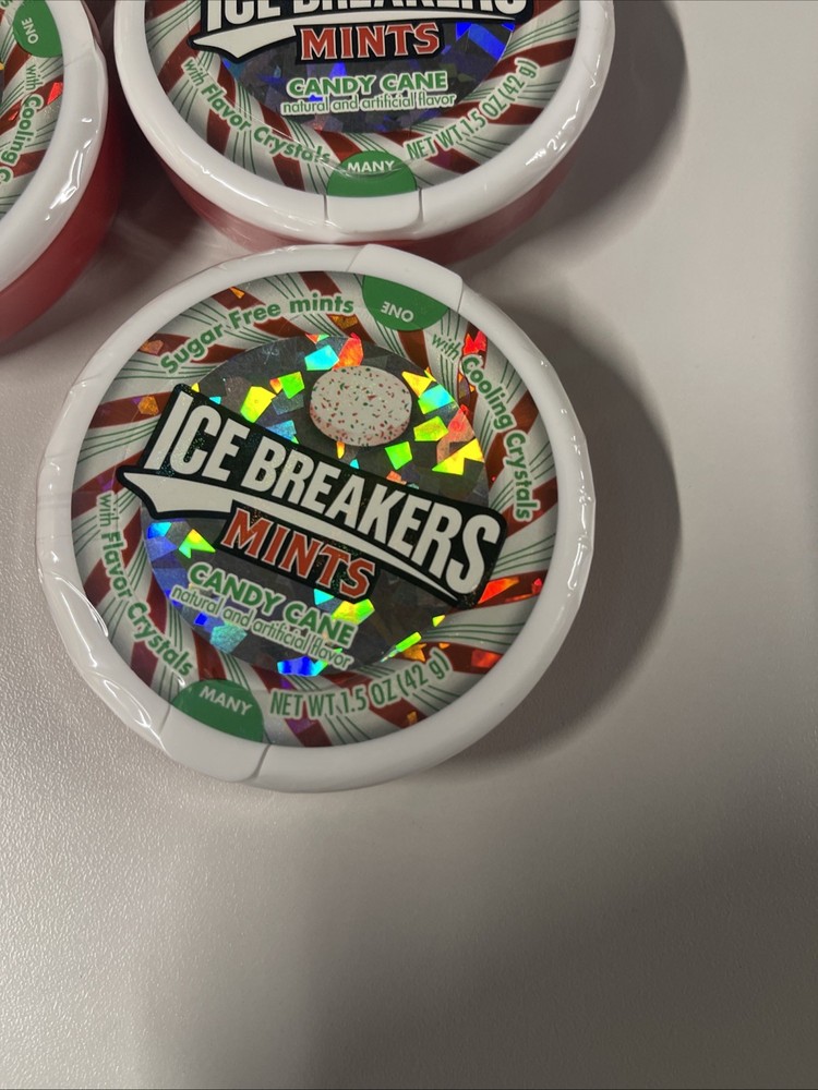 ICE BREAKERS Candy Cane Flavored Sugar Free Breath Mints 8 Containers