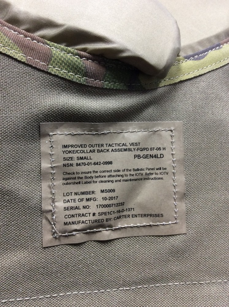Yoke/Collar OCP Camo Back Assembly Small NEW