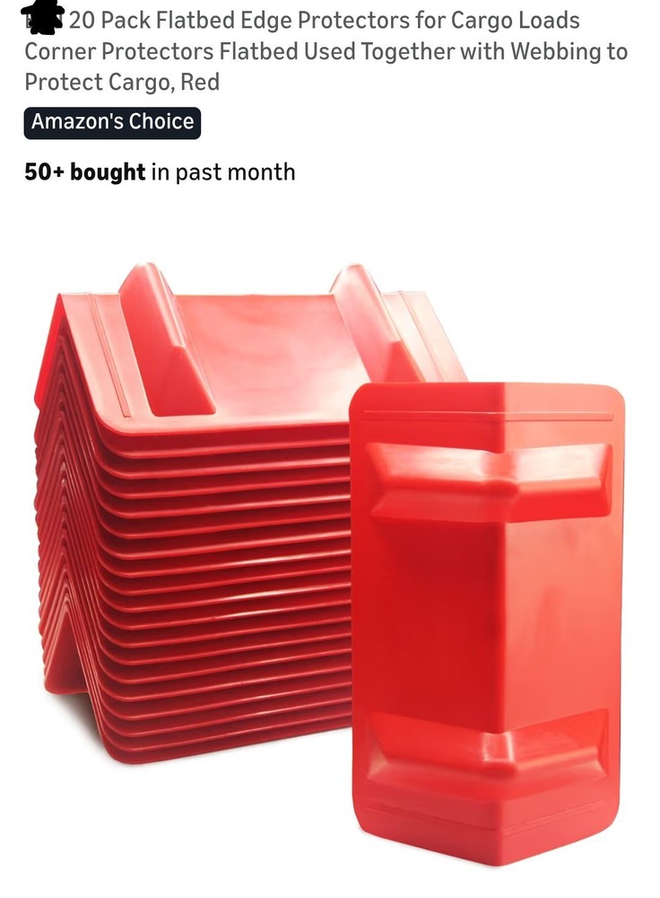 20 Pack Flatbed Edge Protectors for Cargo Loads (Red)