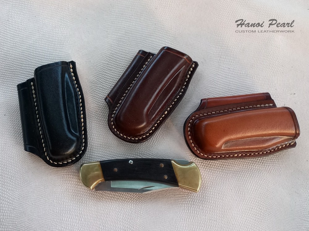 Buck 112 Ranger Sheath | Custom Horizontal Leather Sheath | Left Handed Sheath