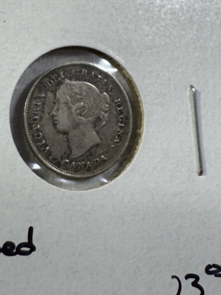 1888 Canada 5 Cents Small Silver Coin Cleaned
