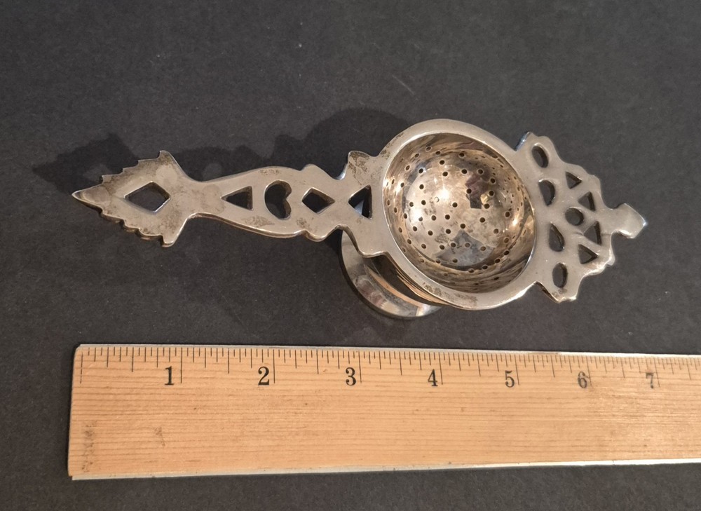 Vintage Silverplate Tea Strainer Ornate Handle Loose Leaf Tea Infuser
