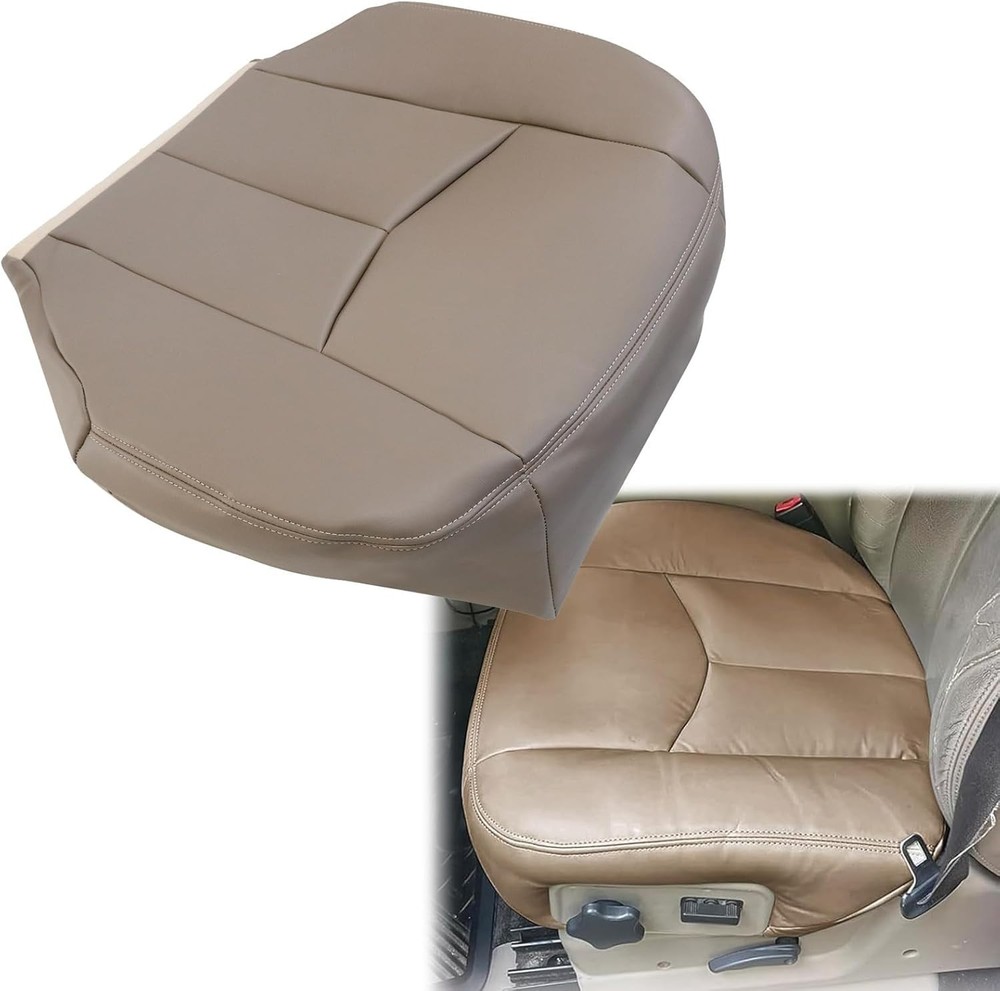 Tan 522 Leather Seat Cover Set Front Bottom & Lean Back Fit Silverado Sierra
