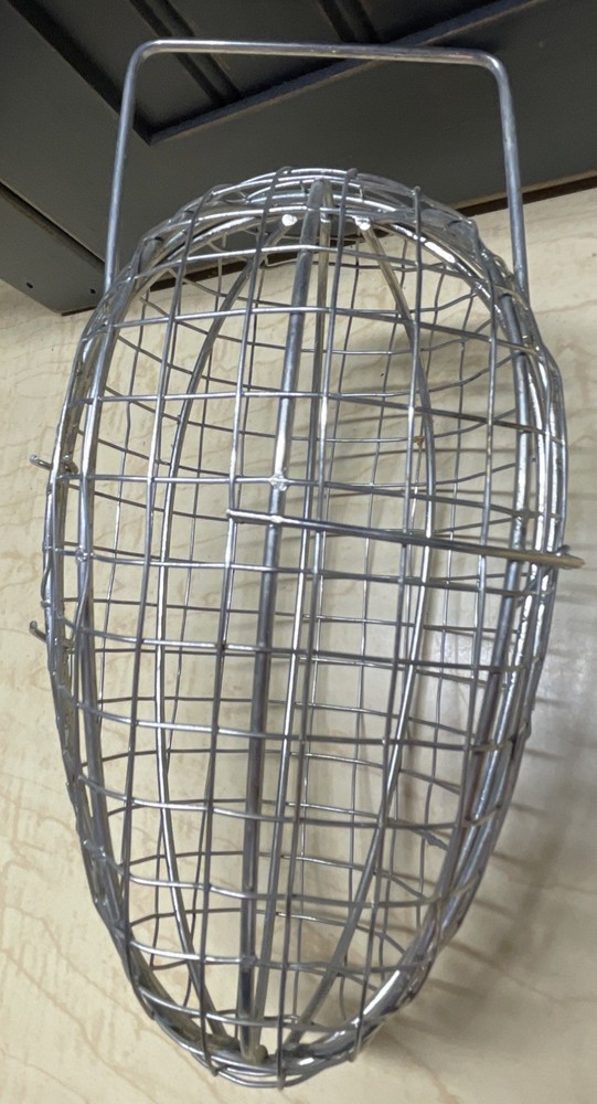 Vintage Wire Egg Shaped Hanging Cage Opens & Latches 7” X 4”